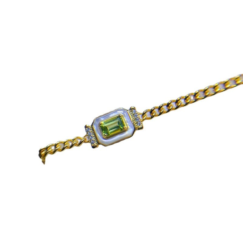 New natural olivine bracelet 925 silver inlaid gift wholesale light luxury simple design