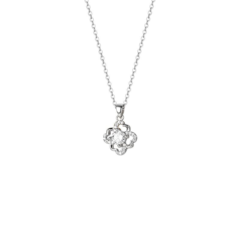 Aobao S999 pure silver diamond four-leaf clover necklace light luxury high-grade exquisite clavicle chain fashion commuter daily style