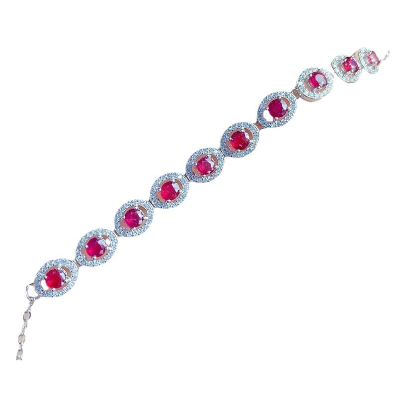 925 silver inlaid newly baked ruby bracelet exquisite style beautiful ladies live supply overseas supply