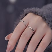 Po S999 silver nail sand smooth ring personality fashion niche design simple fresh open ring generation hair