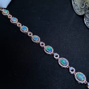 Natural opal bracelet wholesale 925 silver inlaid fashion round drill live for 5*7mm