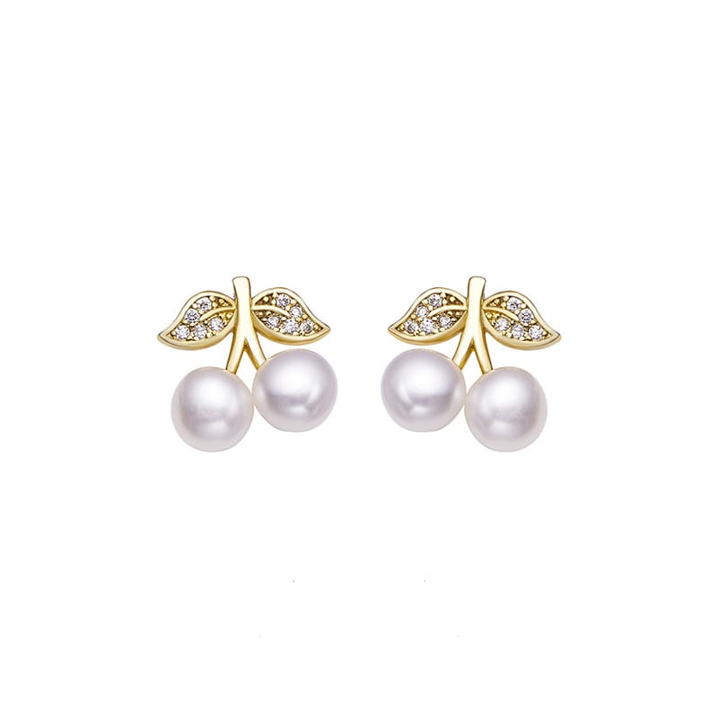 Natural Freshwater Pearl Earrings Simple Natural Fresh Small Cherry Freshwater Pearl Earrings Internet Celebrity New Style Earrings
