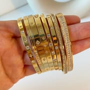 European and American-style light luxury bracelet six-pointed star buckle bracelet 18K gold stainless steel inlaid zirconium bracelet high-grade bracelet for women
