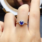 Factory wholesale explosions natural sapphire ring S925 silver inlaid main stone 5*5 selling Europe and the United States a generation of hair