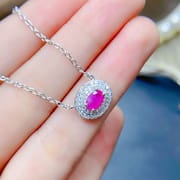 Simple natural non-burning ruby necklace main stone 6*4mm clavicle chain pendant exquisite first-hand supply