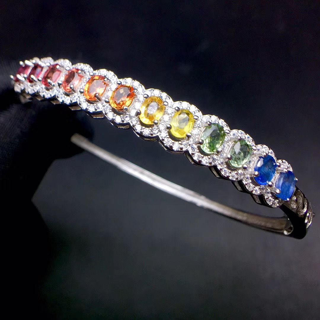 Natural color sapphire bracelet 925 silver jewelry live supply
