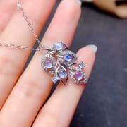 Fashion Natural Moonstone Evening Ceremony Necklace 925 Silver Set Moonstone Women Pendant Women
