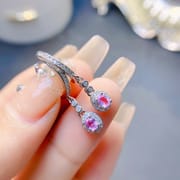 Simple Papalacha Natural Powder Sapphire Ear Buckle 925 Silver Ladies Earrings Wholesale Ear Hook Inspection