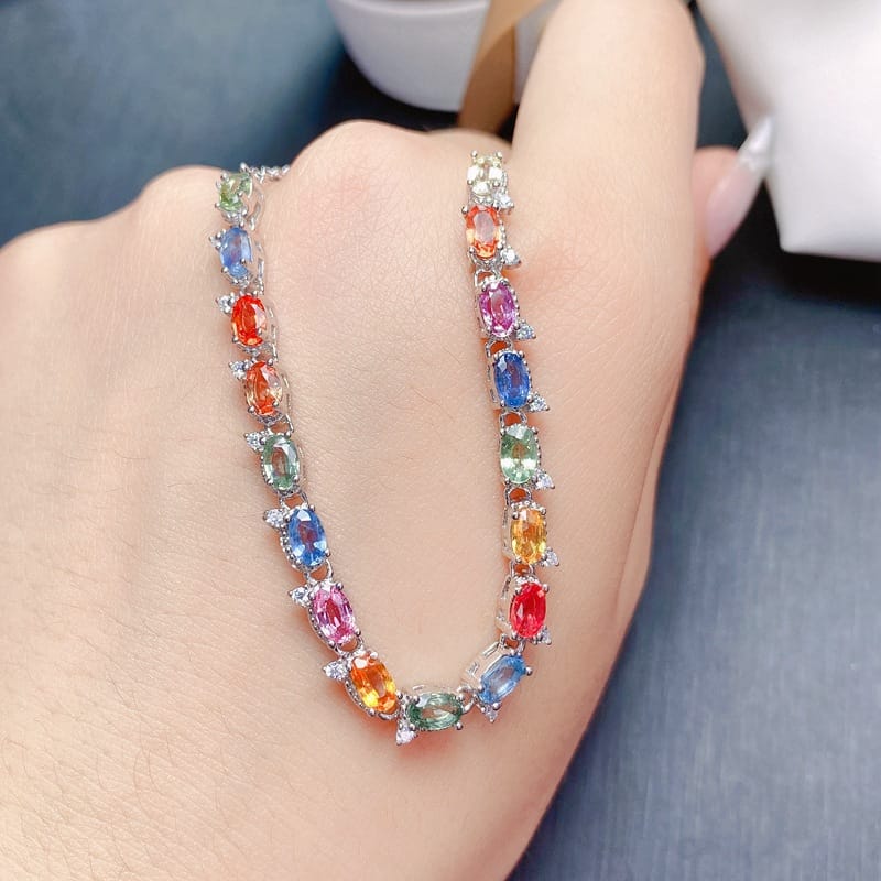 Girls bracelet natural color sapphire bracelet 925 silver send certificate live TikTok supply