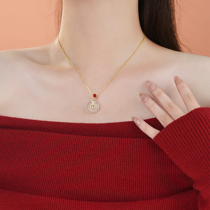 Po S999 Foot Silver Zodiac Necklace Red Birth Year Fortune Safe Simple Clavicle Chain Gift Giving