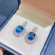 Natural Swiss Blue Topaz Pendant 925 Silver Inlay Process Wholesale