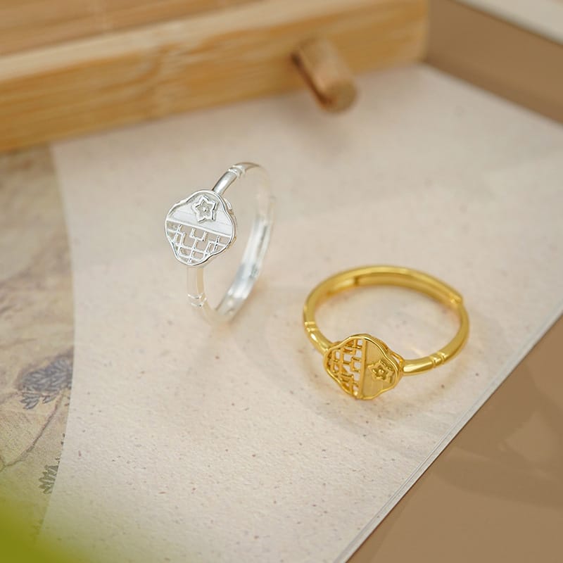 S999 Silver Flower Window Ring Light Luxury Artistic Elegant Goddess Exquisite Temperament Niche Jewelry