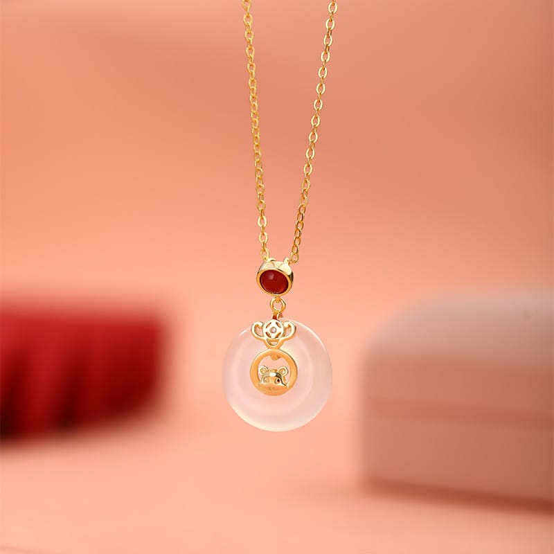 Po S999 Foot Silver Zodiac Necklace Red Birth Year Fortune Safe Simple Clavicle Chain Gift Giving
