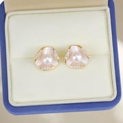 Classical Beauty New Chinese Pearl Zircon Earrings Triangle Flower High-grade Sense New Style Light Luxury All-match Earrings