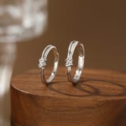 Abao S999 Pure Silver Concentric Knot Couple Rings, a Pair of High-End Simple Style Fashion Rings and Hand Accessories for Delivery