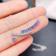 Fresh fashion natural rose stone evening necklace 925 silver inlaid rose stone women's clavicle necklace wholesale
