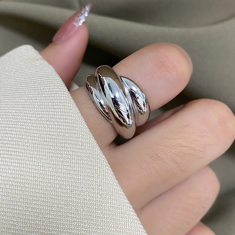 South Korea's Dongdaemun Heavy Industry to Create Multi-Layer Cloth Ring Women's ins Cold Wind Irregular Retro Index Finger Ring