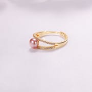 Pearl Zircon Diamond Opening Adjustable Ring Light Luxury Niche Fashion Finger Ring Fresh Water Pearl Jewelry for Women