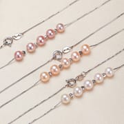 Pearl Necklace Box Chain Copper Gold Plated Near Round Pearl Passepartout Necklace Freshwater Pearl Necklace