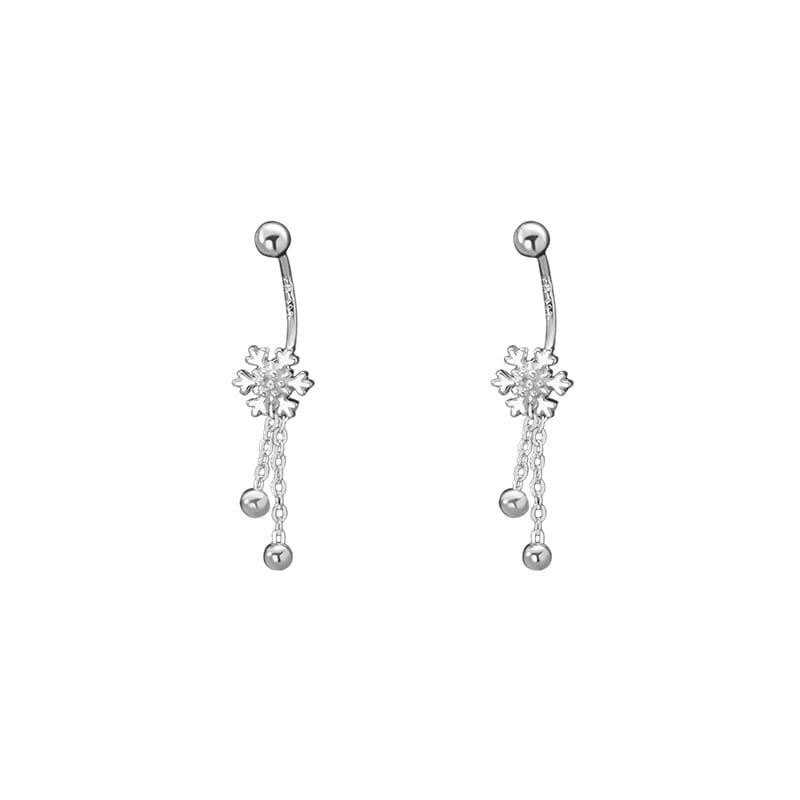 Po S999 Foot Silver Snowflake Screw Earrings Winter New Multi-style Sweet Style Elegant Fresh Earrings