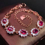 Tiktok supplies girls ruby bracelet 925 silver Ruby with extended chain adjustable one-piece delivery