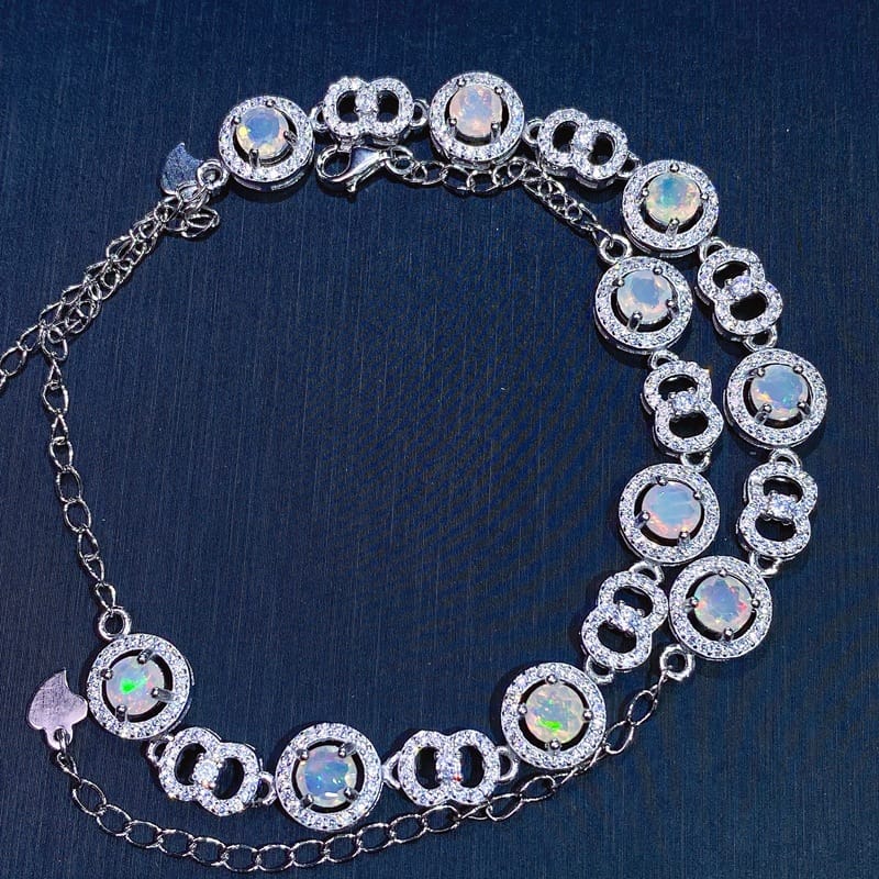 Faceted natural opal ladies Bracelet 925 sterling silver Live supply contact e-commerce