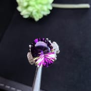 Purple Yellow Crystal women's ring 925 silver inlaid purple yellow crystal women's ring one-piece delivery open mouth adjustable