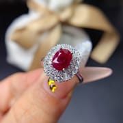New simple natural old baked ruby 8*6mm ring live 925 silver fashion female ring wholesale
