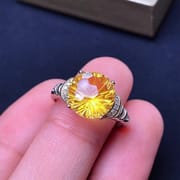 Fireworks citrine ring 925 silver inlaid live ladies ring fireworks citrine a generation of hair