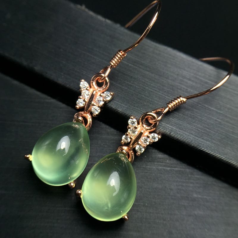 Natural grape stone earrings fashionable 925 silver inlaid wholesale volume