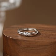 Abao S999 Pure Silver Concentric Knot Couple Rings, a Pair of High-End Simple Style Fashion Rings and Hand Accessories for Delivery