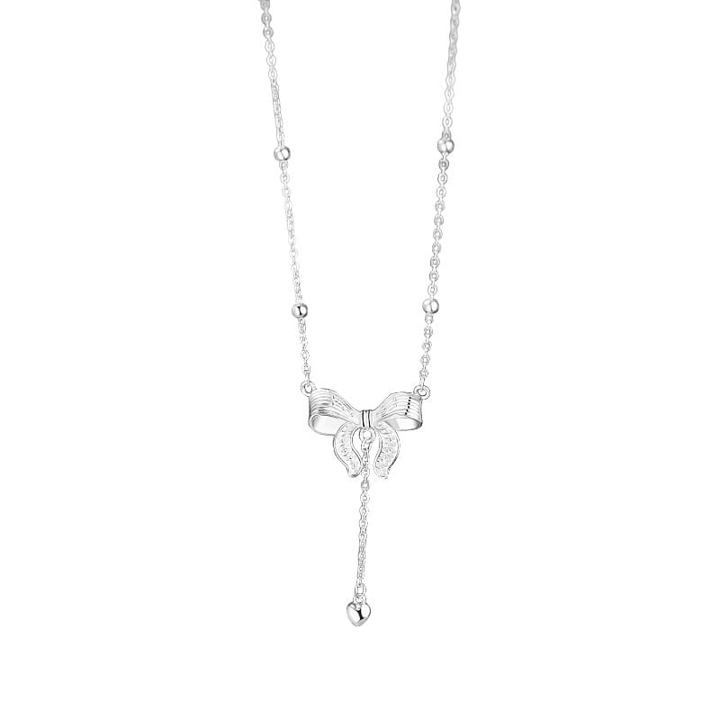 Po S999 Silver Princess Butterfly Love Necklace Women's Light Luxury Niche High-end Design Sense Clavicle Chain