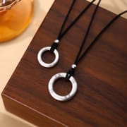 Po S999 Silver Fortune Peace Ring Necklace Simple Chinese Couple Necklace Distinctive Clavicle Chain