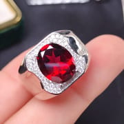 Manufacturers supply a large number of 925 silver fashion new garnet ring men's ring wholesale new every day on the new