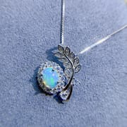 New arrival natural opal pendant 6 * 8mm fire color good lady pendant necklace 925 silver wholesale live TikTok