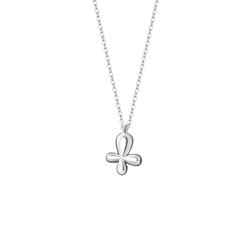 Po S999 Foot Silver Four-leaf Clover Necklace Simple Temperament Niche Advanced Sense Sweet Fresh Clavicle Chain for Hair