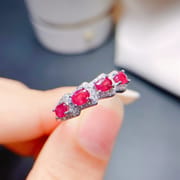 925 silver new burning Ruby women's row ring style simple exquisite fashion live broadcast supply