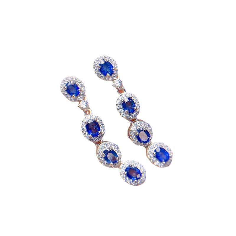 Natural sapphire stud earrings style fashionable gem color is exquisite ladies live supply has been tested