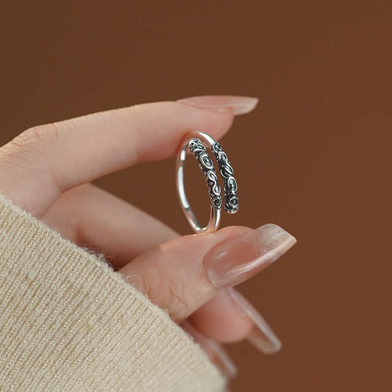 Po S999 Foot Silver Gold Hoop Ring Female Niche Simple Retro Design Wukong Gold Hoop Ring