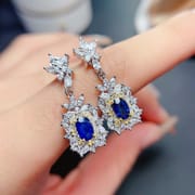 Sapphire earrings 925 silver ladies natural sapphire inspection a generation of overseas supply wholesale