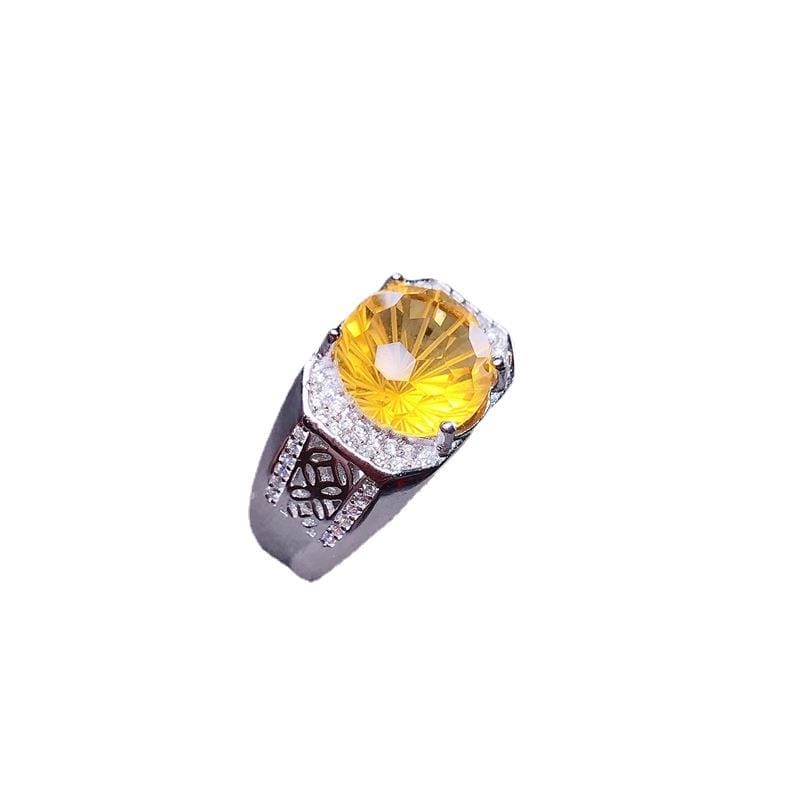 Fireworks citrine ring 925 silver inlaid live men's ring fireworks citrine a generation of hair