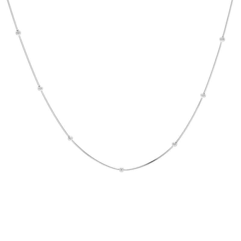 Cross-border Fashion S925 Sterling Silver Round Bead Snake Bone Chain Distinctive Simple Necklace Women's Stacked Short Clavicle Chain