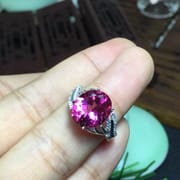 5 karat natural powder Topa ring wholesale 925 silver wholesale comparable red tourmaline support identification