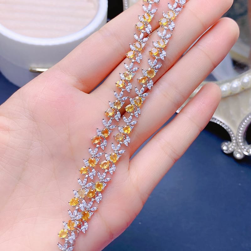 Natural sapphire bracelet girls 925 silver sapphire bracelet 3 * 4mm bare stone gift colorful treasure wholesale