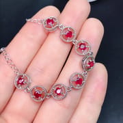 One-piece delivery girl ruby bracelet 925 silver ruby bracelet wholesale with extended chain adjustable
