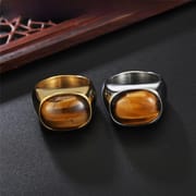 R0117-HK09 foreign trade jewelry simple personality retro Tiger Eye men's titanium steel ring ring