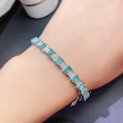 New on new natural emerald bracelet 925 silver inlay gift wholesale