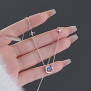 Po S999 Silver Love Ring Necklace Women's Advanced Sense Smart Fresh Temperament All-match Clavicle Chain for Hair