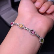 Natural tourmaline ladies Bracelet 925 silver inlaid tourmaline bracelet gift wholesale manufacturers do goods a generation of hair