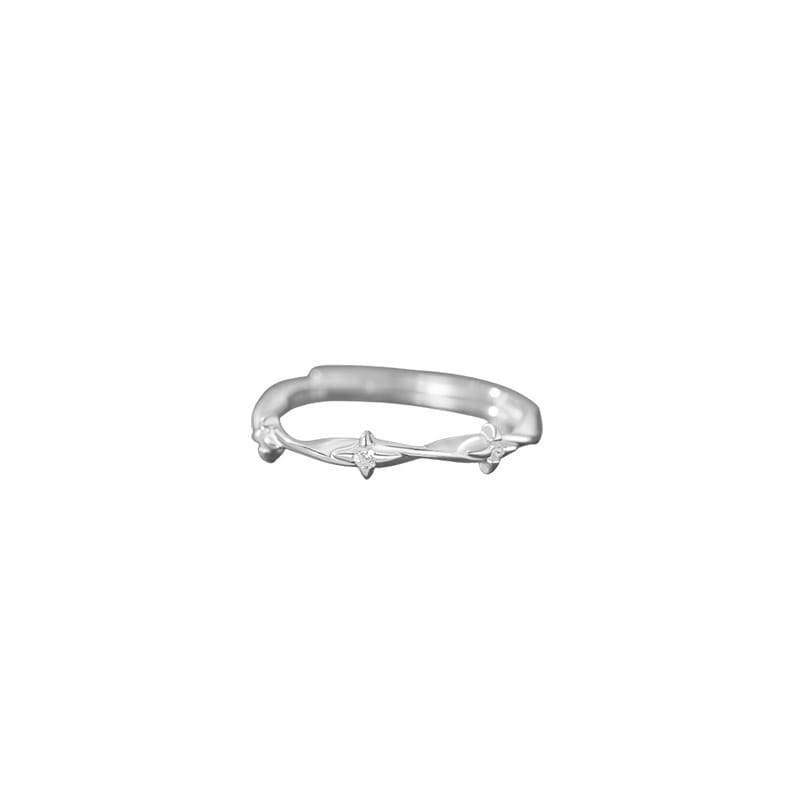 Po S999 Foot Silver Four Mans Star Zircon Ring Fresh Han Feng Elegant Niche Sweet Gentle Hand Decoration